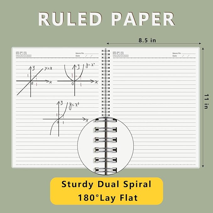Large College Ruled Spiral Notebook 8.5" x 11" with 120gsm Thick Lined Paper, Elastic Band and Transparent Hard Cover - 3 Pack 480 Pages A4 Notepads for Journaling, Planning, Writing (Ruled, A4)