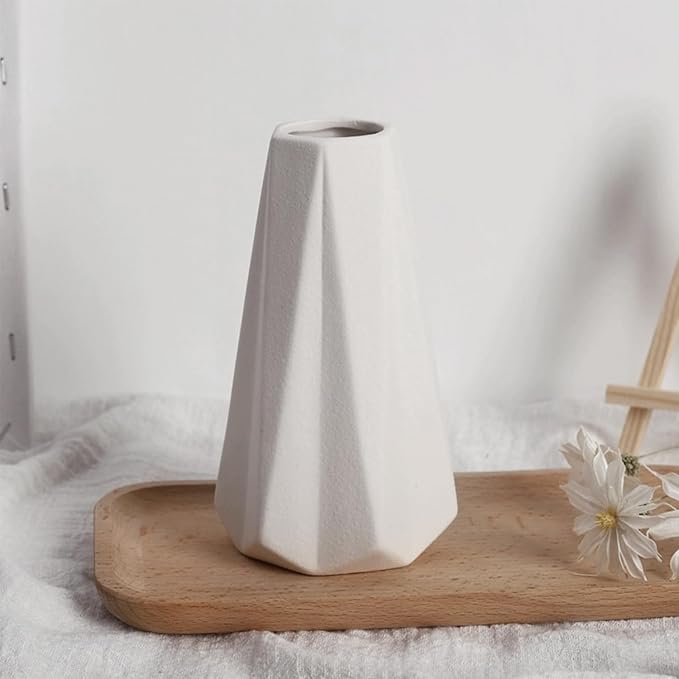 Modern White Small Ceramic Vase Set of 6 for Living Room Bedroom 5.9'' Minimalist Fresh Flower Vases for Home Decor Office Fireplace Centerpieces Nordic Style Gift for Fake Plant 6 Pack