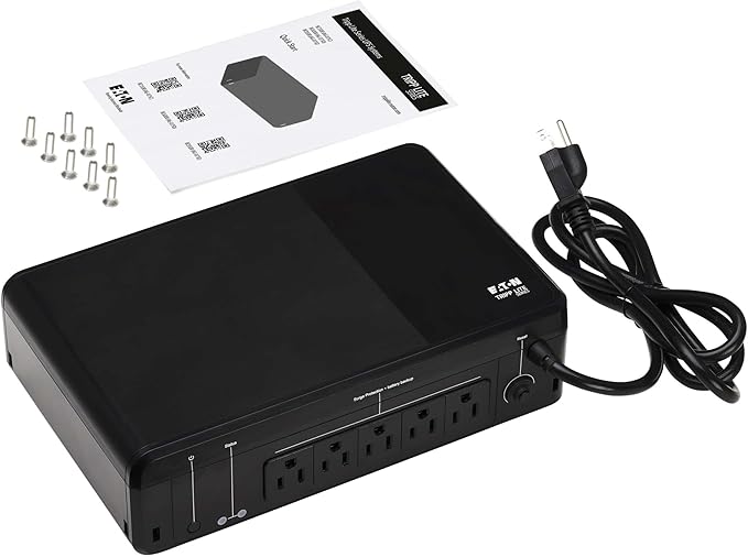 Tripp Lite 850VA UPS Desktop Battery Backup and Surge Protector, 450W, 5 Outlets, Home & Office UPS, Small Form Factor, Wall Mounting Option, 5ft Cord, 3-Year Warranty (BC850R)