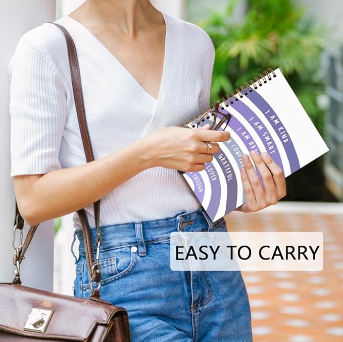 dvhdajed I Am Kind Positive Spiral Notebook, Motivational Journaling Notebooks, Purple Inspirational Spiral Journal for Girls Women, Positive Affirmations Gifts Office School Supplies, 5.5x8.3 In