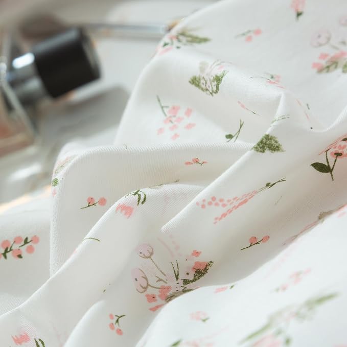 LifeTB Pink Flower Duvet Cover Twin XL Girls Aesthetic Floral Duvet Cover White Soft 100% Cotton Flower Bedding Set Cottage Floral Comforter Cover with Zipper Closure, Breathable, Easy Care