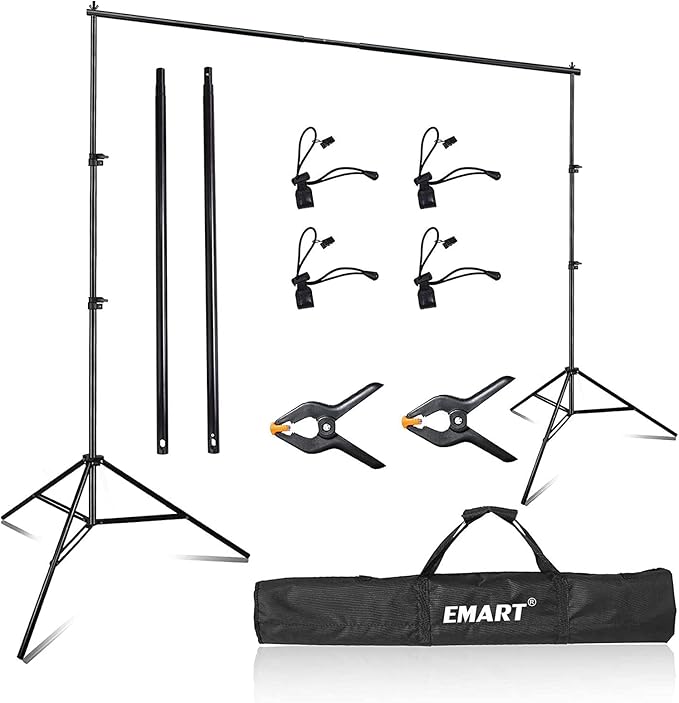 EMART Photography Backdrop Stand, 8 x 8 ft Adjustable Photo Background Holder, Back Drop Banner Support Frame Kit for Photoshoot Video Studio, Birthday Party