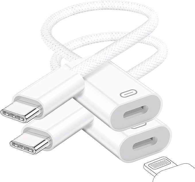 USB C to Lightning Headphone Audio Adapter, Type C Male to Female Lightning Earphone Converter with Charge/Data Transfer, Compatible with iPhone 16/15 Plus/Pro/Max, iPad Pro/Air 6/5/4, MacBook（2 Pack）