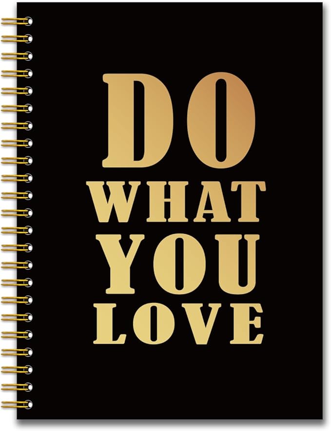 YAZMEEN Funny Saying Black Gold Spiral Notebook（160 Pages） Do What You Love Blank Hardcover Notebook Employee Appreciation Gift Office Gift Funny Notebook Birthday Gift for Coworker Colleague Friend