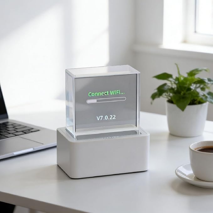 ZIZEV LED Holographic 3D Photo Display, Smart Weather Station Digital Clock with GIF Animations and Electronic Image Album Player for Desktop Car Decor