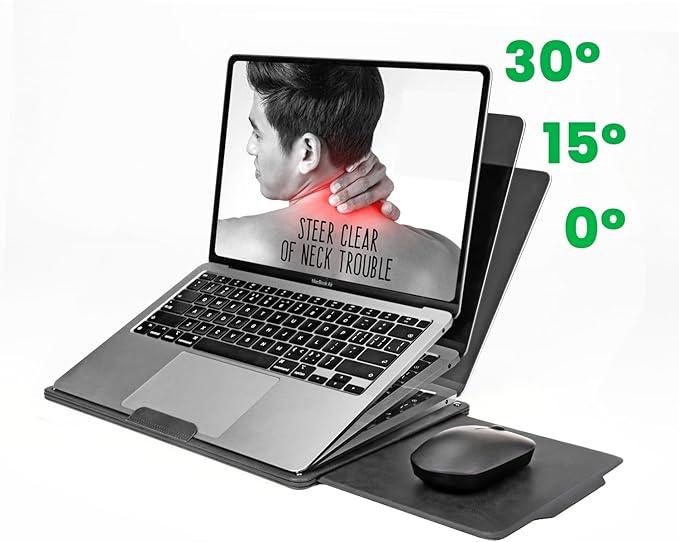 PUNCUBE Portable Lap Desk - Lap Desk with Retractable Mouse Pad, Adjustable Stand, Writing Board, Expandable Surface, and Heat Protection for Laptops and Tablets (Black)