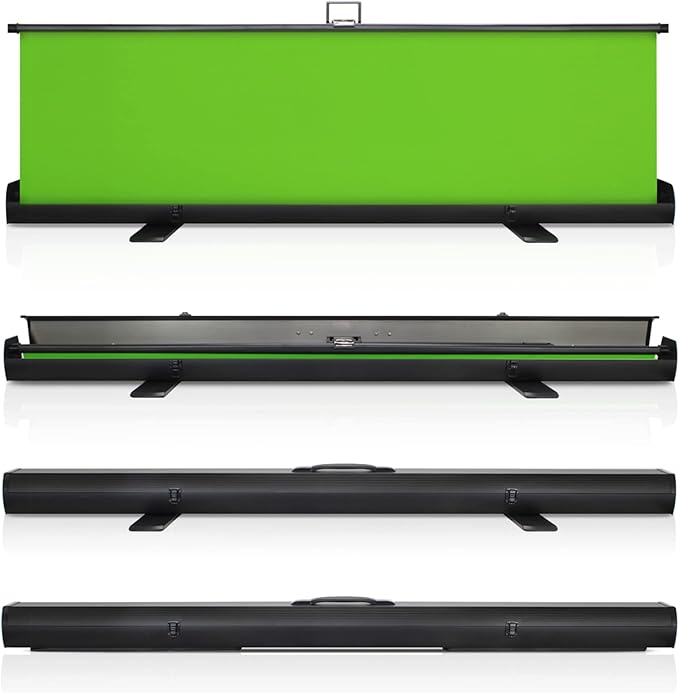 【Wider Style】 KHOMO Gear Green Screen 84 x 84 inch – Extra Large Pull Down Backdrop – Portable Collapsible Roll Down Projector Screen – Green Screen for Video, Streaming, and Photography