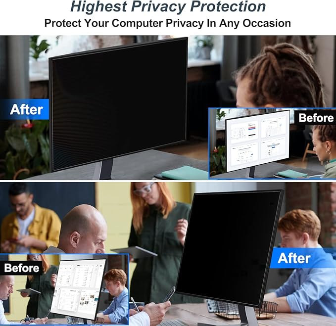 JEAPKA [2-Pack] 24 Inch Privacy Screen for Monitor Computer Screen Privacy Filter for 16:9 Widescreen Monitor Desktop PC Monitor Privacy Film Monitor Privacy Shield and Anti-Glare Protector
