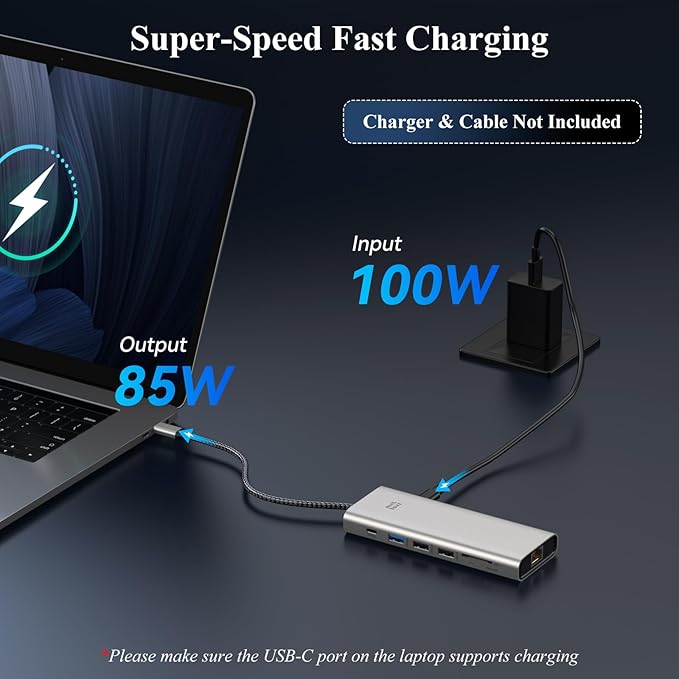 USB C Docking Station Dual Monitor Adapter,Minthouz Displayport Docking Station with Dual DP,USB Hub 4K HDMI,100W PD in,10Gbps USB A/C,2.5G Ethernet Port for for Windows & Mac and More