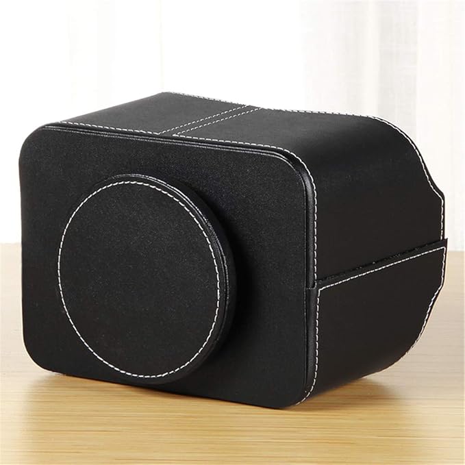 Arniche PU Leather Remote Control Holder,360 Degree Spinning Desk TV Remote Caddy,Desk Organizers and Accessories,for Controller,Media,Mail,Calculator,Mobile Phone,Pen Storage Holder(Black)