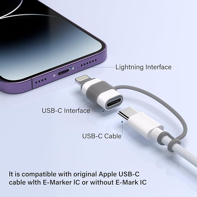 USB C Type C to Lightning Adapter MFi Certified 4 Pack 27W Fast Charging Support Data Sync,Lightning to USB Type C Cable Adapter for iPhone/iPad/for Airpods,with Anti-Lost Loop,Not for Audio/OTG