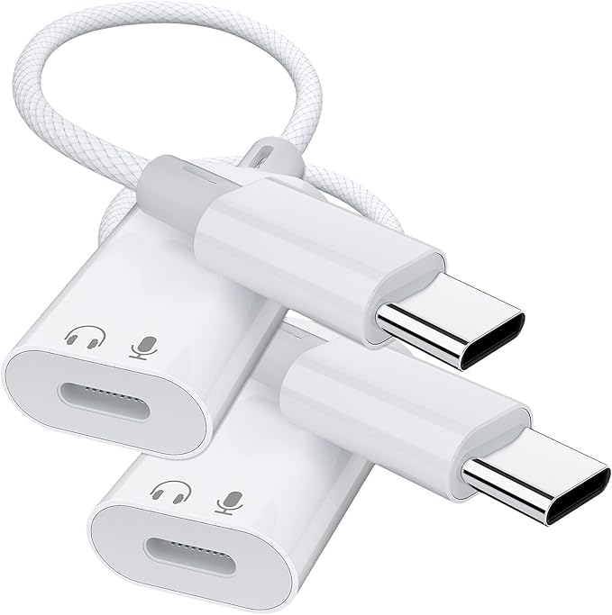USB C to Lightning Headphone Audio Adapter, USB C Male to Lightning Female Earbuds Audio Adapter Compatible with iPhone 17/16/16e/15 Plus/Pro/Max, iPad Pro, iPad Air 6/5, MacBook (No Charge)[2 Pack]