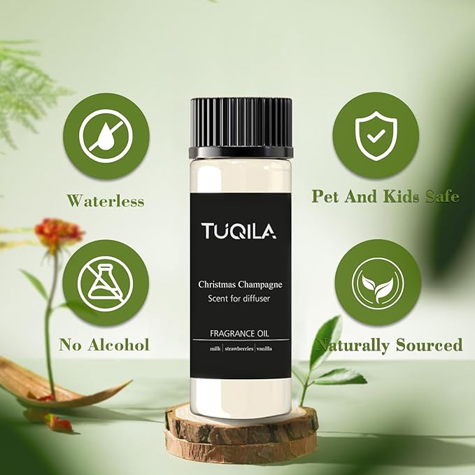 Tuqila Christmas Champagne Essential Oil - 20ML Sampler Scented Oils for Waterless Diffuser, Aromatherapy Diffuser Oil with Festive Notes of Pear, Berry, Vanilla & Amber for Home