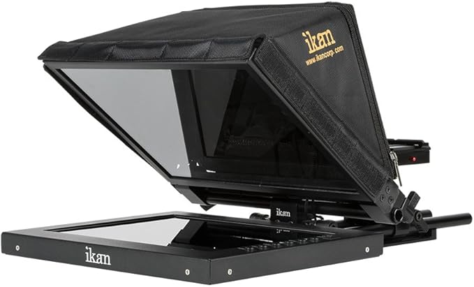 Ikan 12-inch Portable Teleprompter Kit, Adjustable Glass Frame, Easy to Assemble, Extreme Clarity (PT1200) - Black