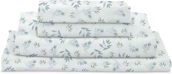 MyPillow Giza Dreams Bed Sheets, 100% Certified Giza Egyptian Cotton, Deep Pocket, Sateen Weave [Full, Blue Green Floral]