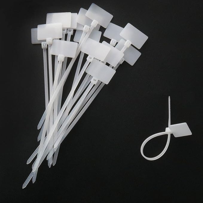 Nylon Marker Cable Ties 300PCS White Self-locking Wire Zip Ties Cable Mark Tags Label Tie Straps Nylon Power Marking Label