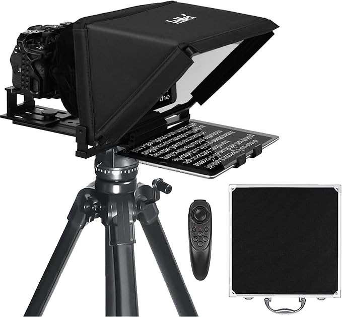 TX12 Teleprompter with Remote App Control, 13inch Metal Teleprompter，Compatible with iPad, Smartphone, DSLR Camera,Collapsible with Carry Case,Easy to Assemble