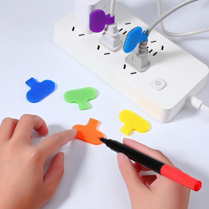 32 Pcs Waterproof Wire Labels, Multi Color Cable Labels with Writable Surface, Electronic Cable Identification Tags for Electronics Organization, Computer and Industrial Cable Management (8 Colors)