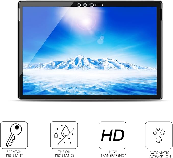Megoo [2-Pack Screen Protector for Surface Pro 6, Friendly Touching/Easy Installation/High Sensitivity/HD Clear Tempered Glass, Compatible for Microsoft New Surface Pro 6 Pro 5/4 12.3 Inch