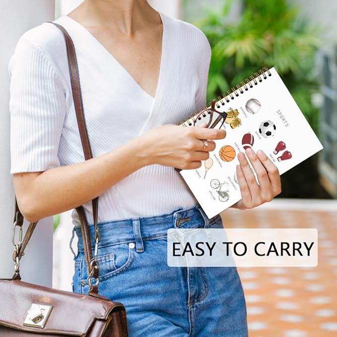 dvhdajed Sports Kids Spiral Notebook, Gifts for Sports Lovers Fans Journaling Notebooks, Exercise Activities Spiral Journal for Kids Boys, Athlete Office School Supplies Gifts, 5.5x8.3 In