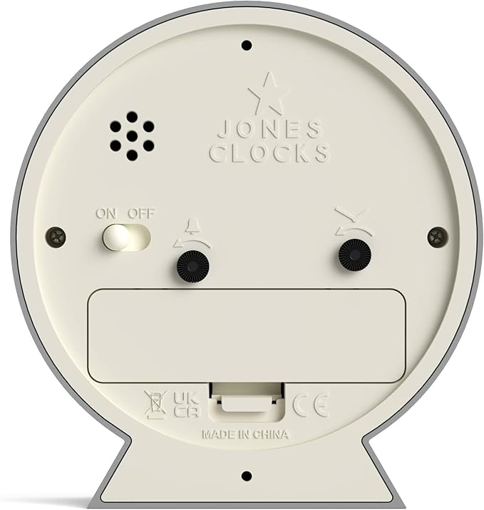 JONES CLOCKS® Midnight mini Alarm Clock | Contemporary Design | Gray | Stylish, Compact and Functional for Bedside, Desk or Shelf