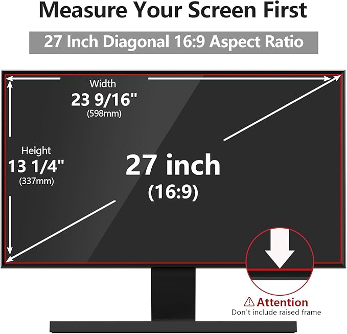 【2 Pack】 Computer Privacy Screen Protector 27 Inch with Hp Dell Asus Samsung LG and More, Removable Security Shield Filter for 16:9 Aspect Ratio Monitor Like ViewSonic Sceptre