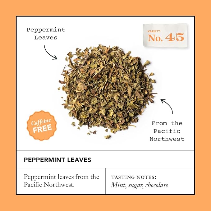 Steven Smith Teamaker Peppermint Leaves No. 45, Herbal Tea, Caffeine-Free, Sugar-Free, Sustainably Grown, Tea Bags, 15 Sachets, 0.78oz each