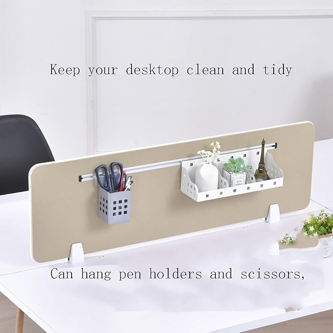 Table Mounted Modesty Panel ，Sneeze Guard Desk Divider， with Slot Sound Proof Mounted Privacy Panel，for Office Cubicle(Silver,80cmX30cm)