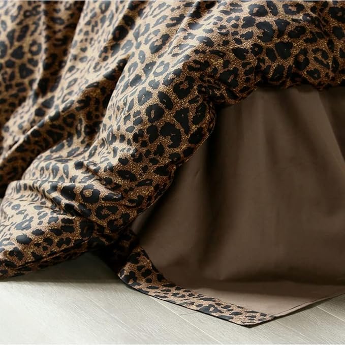 Leopard Print Comforter Set Twin XL Animal Cheetah Printed Comforter Fluffy Soft Leopard Pattern Comforter with 2 Pillowcases Brown/Black Floral Print Bedding Set All Season Boho Twin XL Comforter Set
