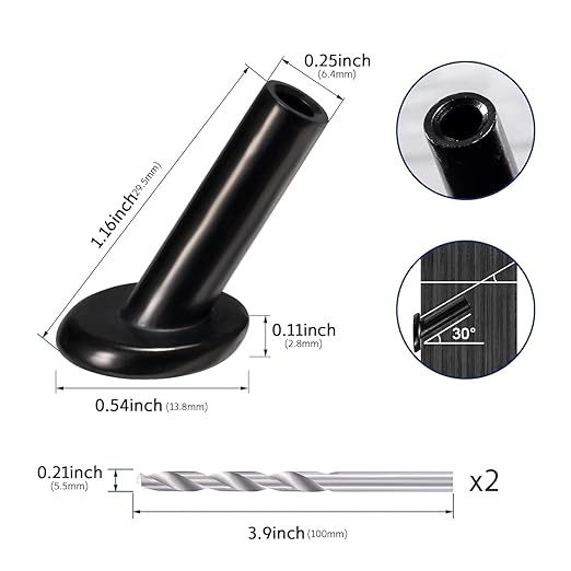 20 Pack 30 Degree Angle Protective Sleeves, Black Cable Railing Corner Protector Sleeve Beveled for 1/8" Wire Rope, T316 Marine Grade Cable Railing Kit with Two Drill Bit for Wood Posts HF039B