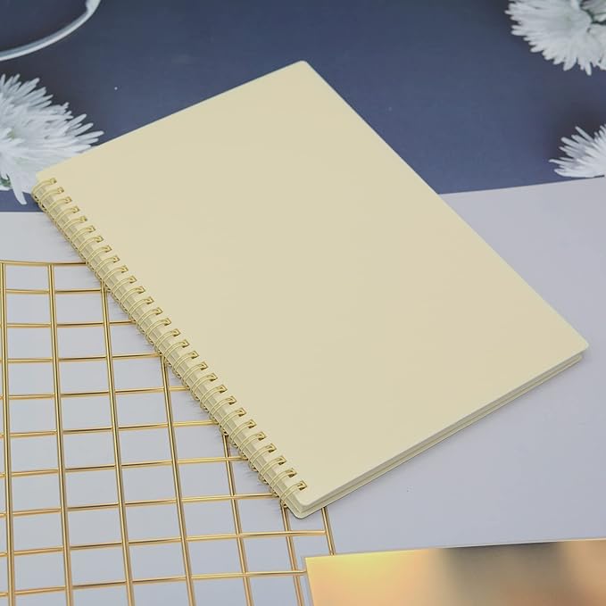 Yansanido Spiral Notebook, 4 Pcs 10.5 Inch x 7.45 Inch B5 Thick Plastic Hardcover 7mm College Ruled 4 Color 80 Sheets -160 Pages Journals for Study, Work, Travel and Notes (B5, 4 Pcs Light Color)