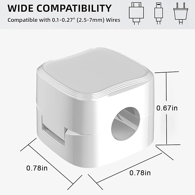 IFNOW 6 Pack Magnetic Cable Clips for Nightstand | Mini Cube Cord Holder with No-Residue Adhesive | Adjustable Cord Organizer for Desk, Car, Phone Charger, Computer (White)