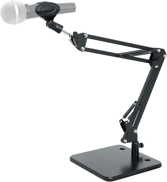 Rockville iSTAND 75 Desktop Boom Arm Stand, Mic/Phone/Tablet/Webcam Holder, Weighted Steel Base, 360-Degree Swivel, Anti-Scratch Grip, for Podcasting and Streaming