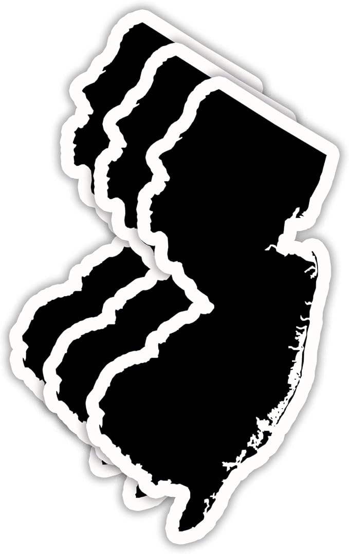 (3PCS) New Jersey State Map Stickers, US State Stickers - Waterproof Vinyl Decals for Tumblers, Water Bottles, Laptops, Books, Scrapbooks, Great for New Jersey Lovers 3 x 1.7 Inch