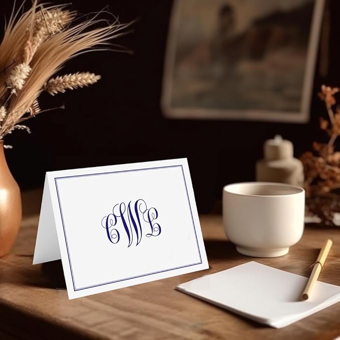 Classic Monogram Stationary Set FOLDED NOTE CARDS, Personalized Stationary Set, Personalized Monogram Stationery, Your Choice of Colors and Quantity