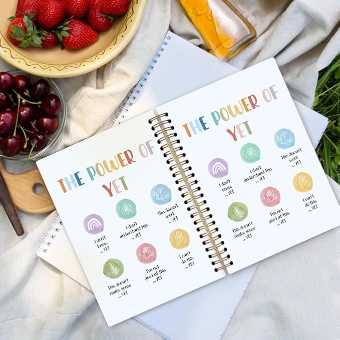 dvhdajed Mental Health Inspirational Spiral Notebook, the Power of Yet Growth Mindset Journaling Notebooks, Therapy Spiral Journal for Girls Women, Psychology Office School Supplies Gifts, 5.5x8.3 In