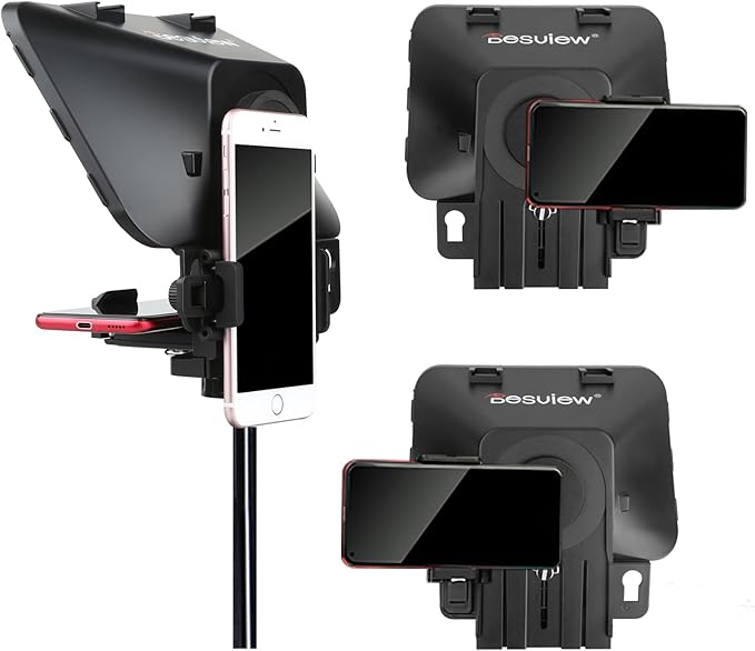 Desview T3 Teleprompter Teleprompter with Remote Control Work with iPad/Tablet/Smartphone up to 10 inch High Display Mirror Support Wide Angle Lens Great Partner for Live Streaming