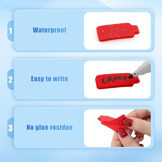 50 Pieces Cord Labels Self-Adhesive Nylon Cable Labels Tags Waterproof Wire Cable Tags or Electronics Office Computers Management and Identification (Red)