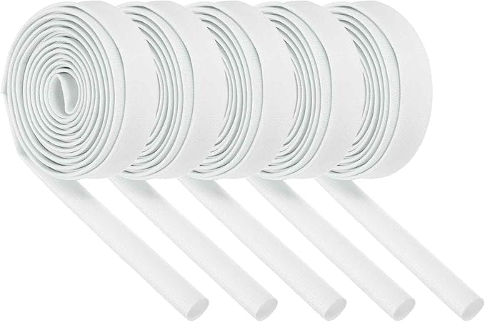 MECCANIXITY 5Pcs Wire Insulation Braid Fire Sleeve,9.8Ft-10mm ID White, High Temp Silicone Coated Fiberglass Sleeving for Automotive Hose Lines Electrical Wiring