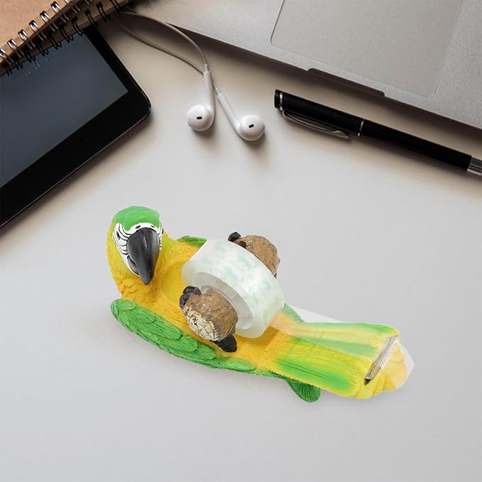 Animal Tape Dispenser - Parrot Design Desktop Organizer, School Office Sculpture Decor, Cute Tape Holder, Fun Office Stationery | Comes with 1 Roll for School Desk Accessories Home Kids Teens Adults