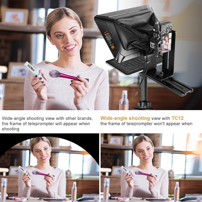 LENSGO 12.9'' Aluminum Teleprompter for iPad Tablet DSLR Cameras with Remote Control, App Compatible with iOS/Android,Professional Prompter for News/Broadcasting,Online Teaching,Live Streaming(TC12)