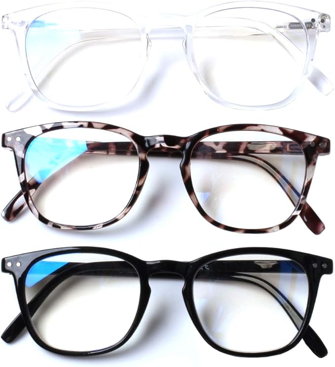 Henotin 3 Pack Blue Light Blocking Reading Glasses,Spring Hinge Computer Readers for Men Women,Anti UV Ray Filter Eyeglasses (Mixed Color, 3.50)