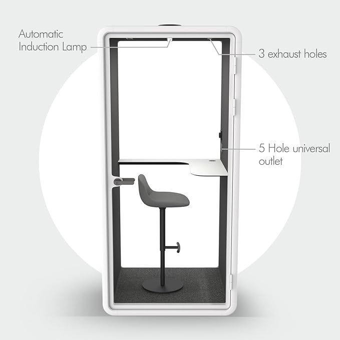 Quiet Meeting Pod with Acoustic Panels, Office Soundproof Booth with Furniture, Portable Removable Working Booth for Private Phone Calling, Study, Individual Seater Personal Office H92in W43in D40in