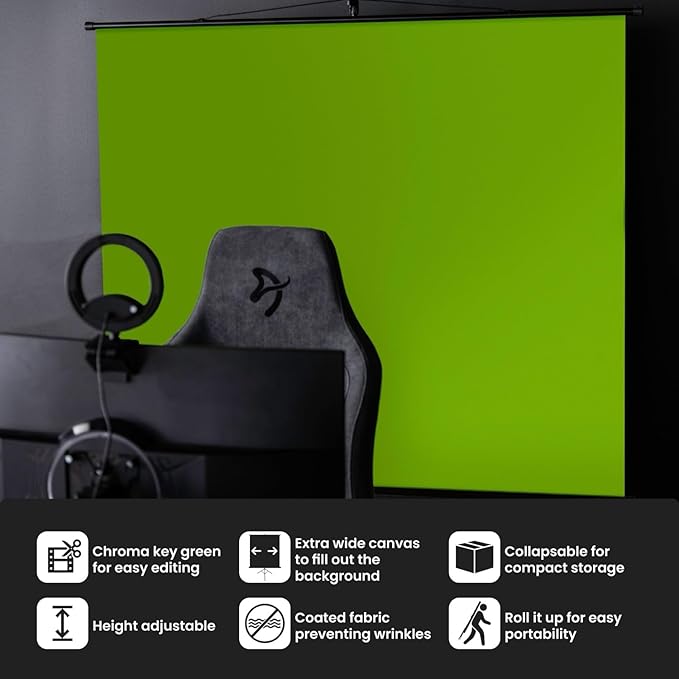 Arozzi Ultrawide Green Screen 63" x 62" Portable Collapsible Wrinkle-Resistant Chromakey Greenscreen Background for Photography and Video Collapsible