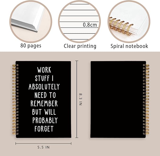 LIANGW Funny Notebooks Journal, Sarcastic Notebooks for Work, Funny Office Gifts for Coworkers, Funny Notebooks for Work, Office Humor Gifts, Black Hardcover Spiral Notebook, 5.5x8.3 Inch