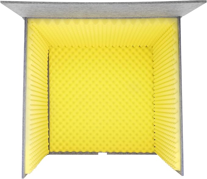 Desktop Soundproof Cover, Foldable Vocal sound absorbing shield, Isolation Booth for Voice Recording, Video Conferencing, Live Commentary, Musical Instrument Practice (Yellow+Gray)