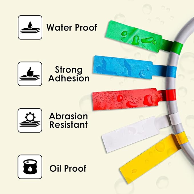 Phomemo D30 Cable Labels Colorful Waterproof Wire Cord Labels, (12.5mm X 74mm) 65 Labels/Roll, Tags Stickers Tear Resistant Flexible, Phomemo d30 Label Tape -Black on Blue Paper, 3 Roll