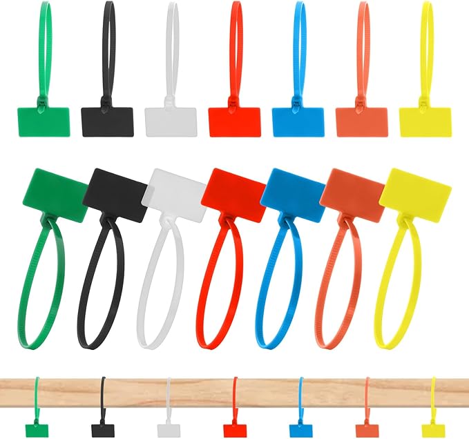 100pcs Zip Tie Tags Cable Labels Tags Nylon Cable With Label Tag Marker Ties Wire Self Locking Plastic Cords Straps Mark Cord Multi Color Electronic Identification Power Marking Label for Organizing