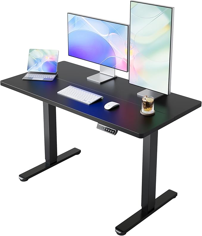 HUANUO Electric Standing Desk, 40 x 24 Inch Height Adjustable Computer Desk with Storage Bag, 4 Height Memory Settings, Sit Stand Up Desk for Home Office, Black