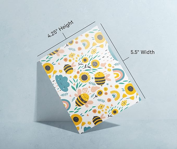 Twigs Paper - Assorted Bumble Bee Greeting Cards - Stationery Cards with Envelopes - Thank You Card - Blank Note Cards - Greeting Cards for All Occasions - Made in USA (5.5 x 4.25, Set of 12)